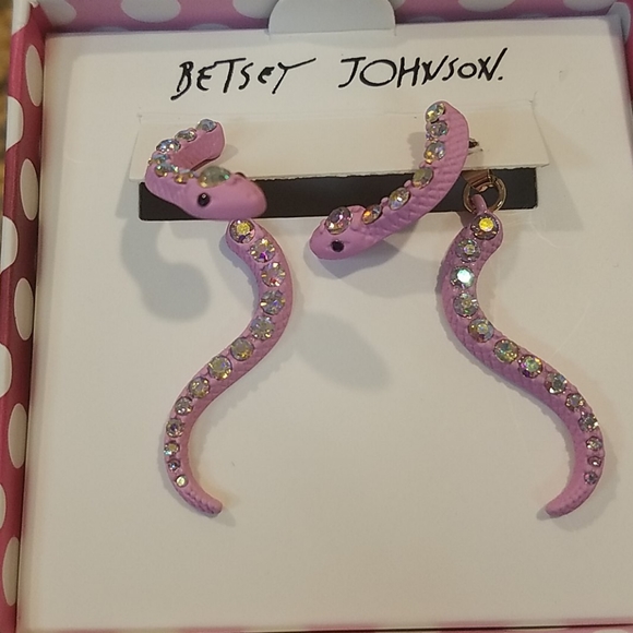 Betsey Johnson Jewelry - Betsey johnson snake earrings nwt gem detail